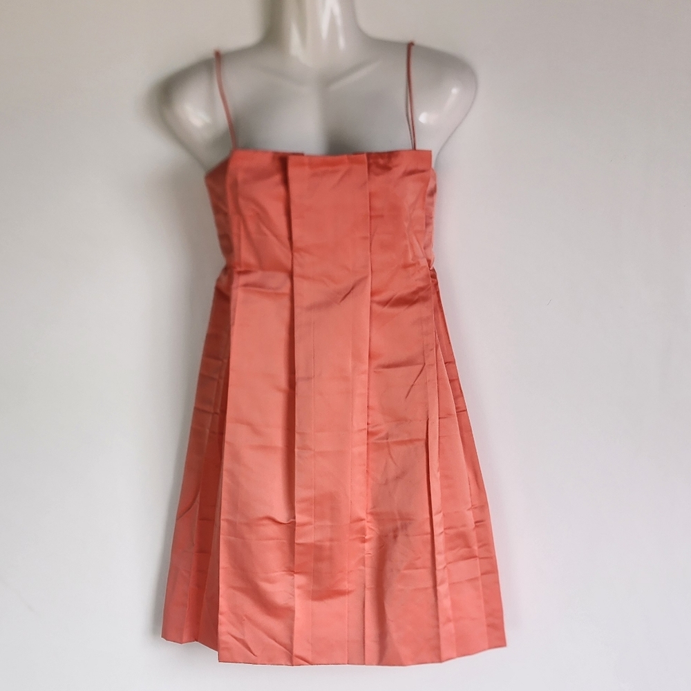 MARC JACOBS Salmon Peach Formal Pleated Silk Polyester Dress Size 4